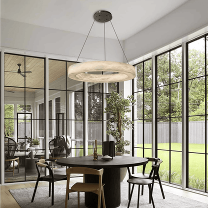 Glacera Alabaster Round Chandelier 19'' 27'' 36'' 60''D - D 27.6"Bronzeeverlamps
