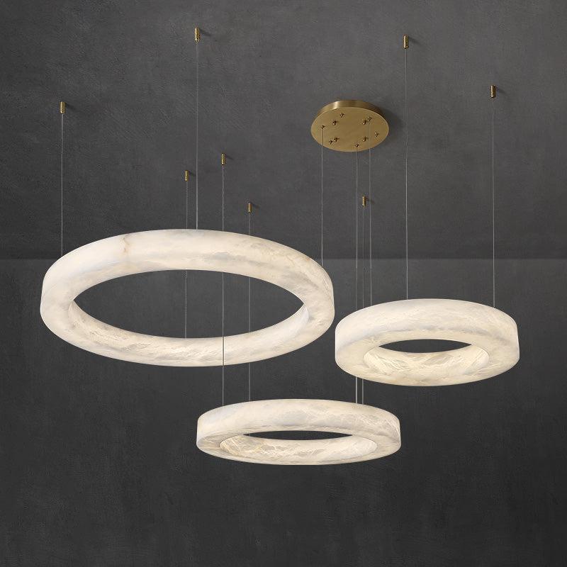 Glacera Alabaster Round Chandelier 19'' 27'' 36'' 60''D - D 27.6"Bronzeeverlamps