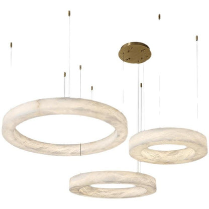 Glacera Alabaster Round Chandelier 19'' 27'' 36'' 60''D - D 19.7"+D 27.6"+D 35.4"Bronzeeverlamps
