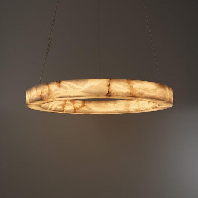 Halo Ring Alabaster Natural Stone Chandelier - 23.6 x 2.4 x 2.4 incheseverlamps