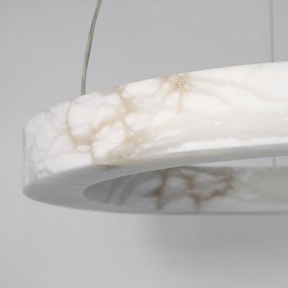 Halo Ring Alabaster Natural Stone Chandelier - 23.6 x 2.4 x 2.4 incheseverlamps