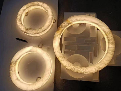 Halo Ring Alabaster Natural Stone Chandelier - 23.6 x 2.4 x 2.4 incheseverlamps