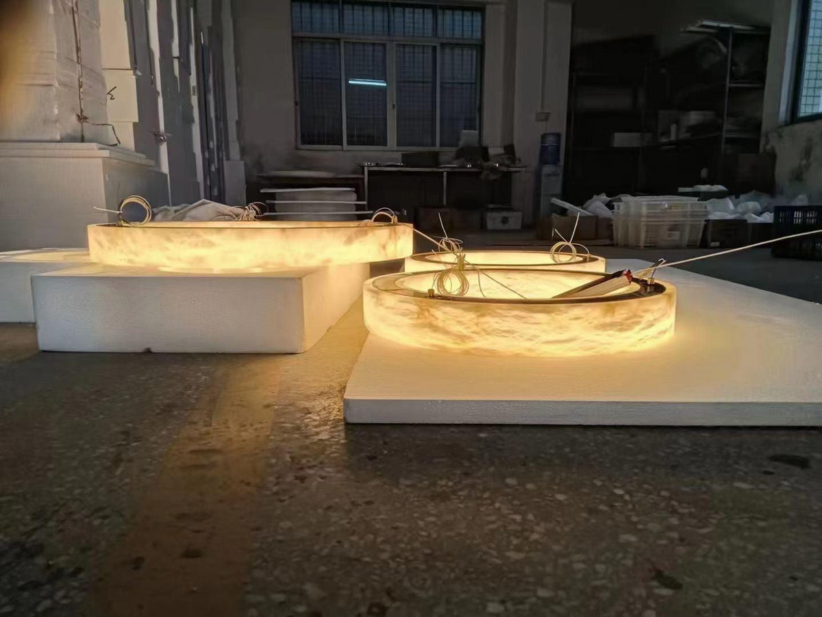 Halo Ring Alabaster Natural Stone Chandelier - 23.6 x 2.4 x 2.4 incheseverlamps