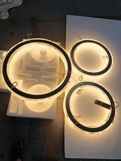 Halo Ring Alabaster Natural Stone Chandelier - 23.6 x 2.4 x 2.4 incheseverlamps