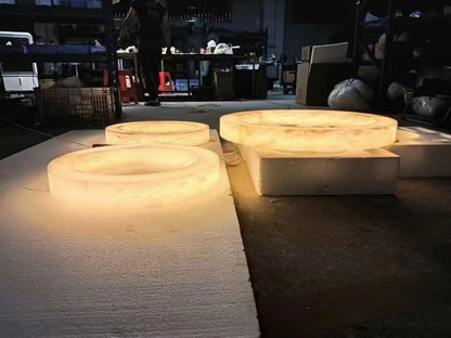 Halo Ring Alabaster Natural Stone Chandelier - 23.6 x 2.4 x 2.4 incheseverlamps