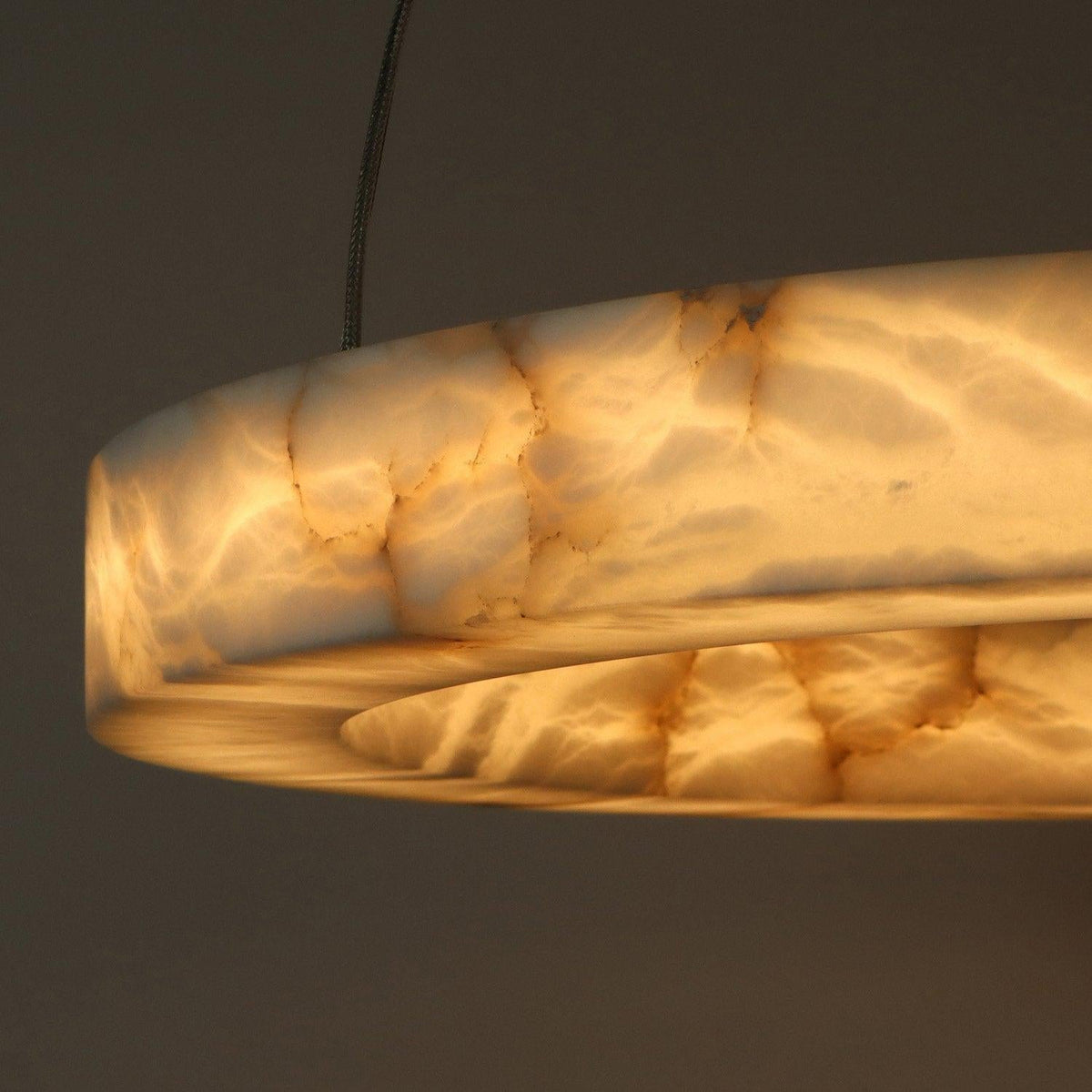 Halo Ring Alabaster Natural Stone Chandelier - 23.6 x 2.4 x 2.4 incheseverlamps