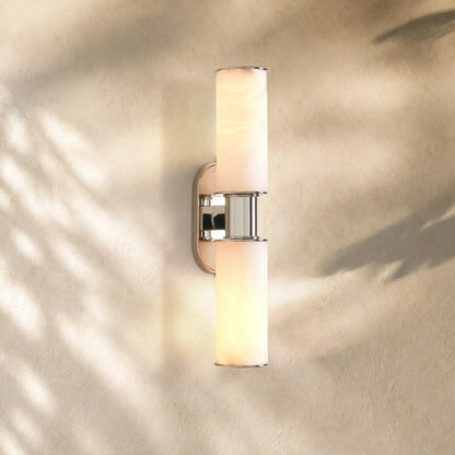Harlins Alabaster 2-Light Wall Sconce - Nickel