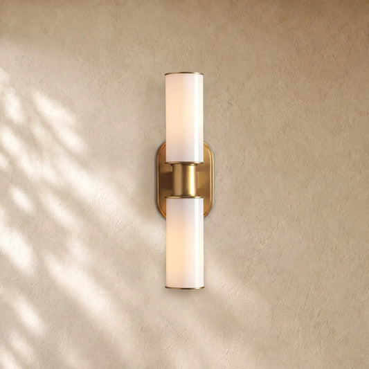 Harlins Modern Milk Glass 2-Light Wall Sconce - Brass