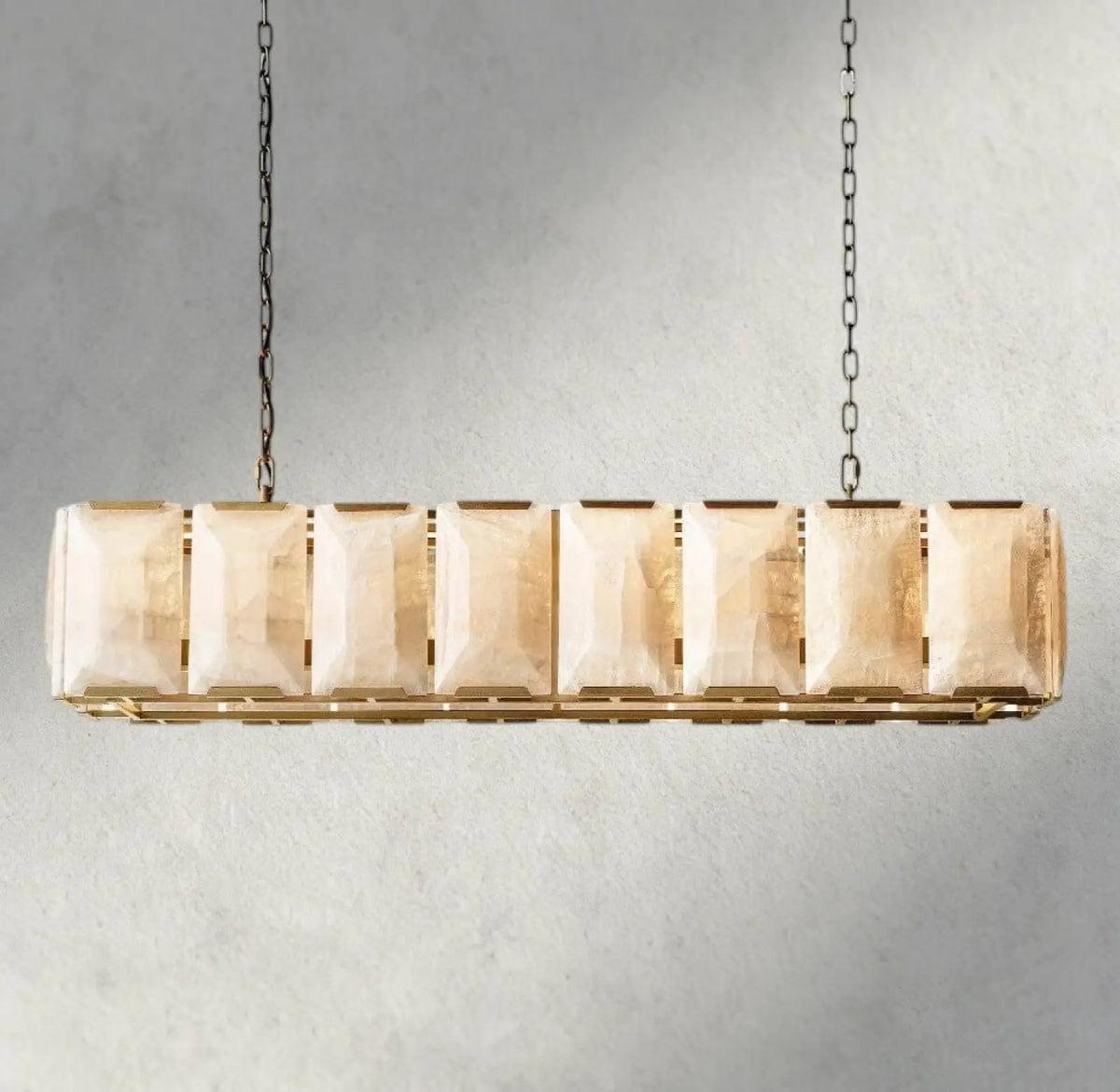 Hartley Alabaster Rectangular Chandelier 42’’ 54’’ 62’’ 74’’ - 54’’ / Brass - chandelier