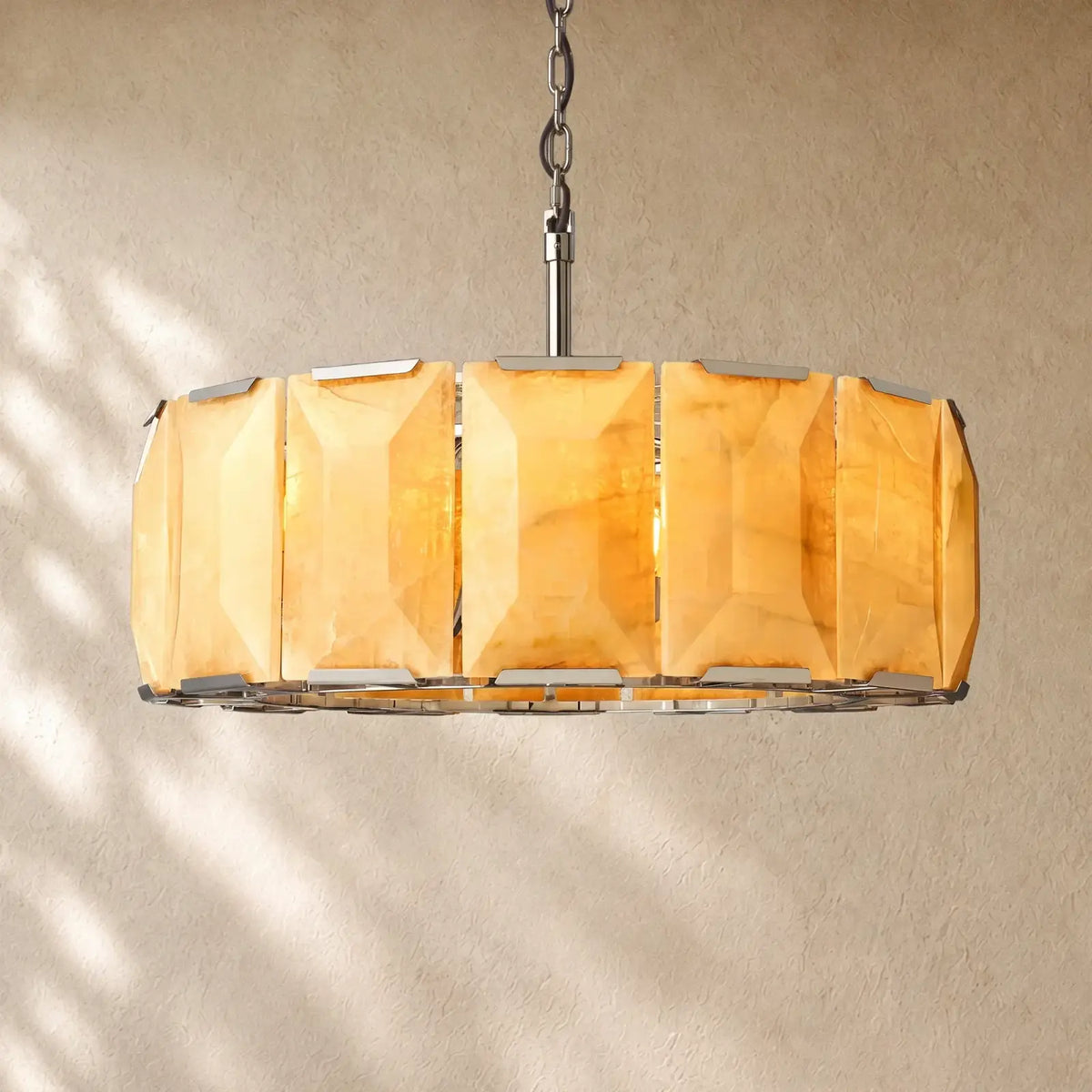 Hartley Alabaster Round Alabaster Chandelier - Polishes Steel / 31’’