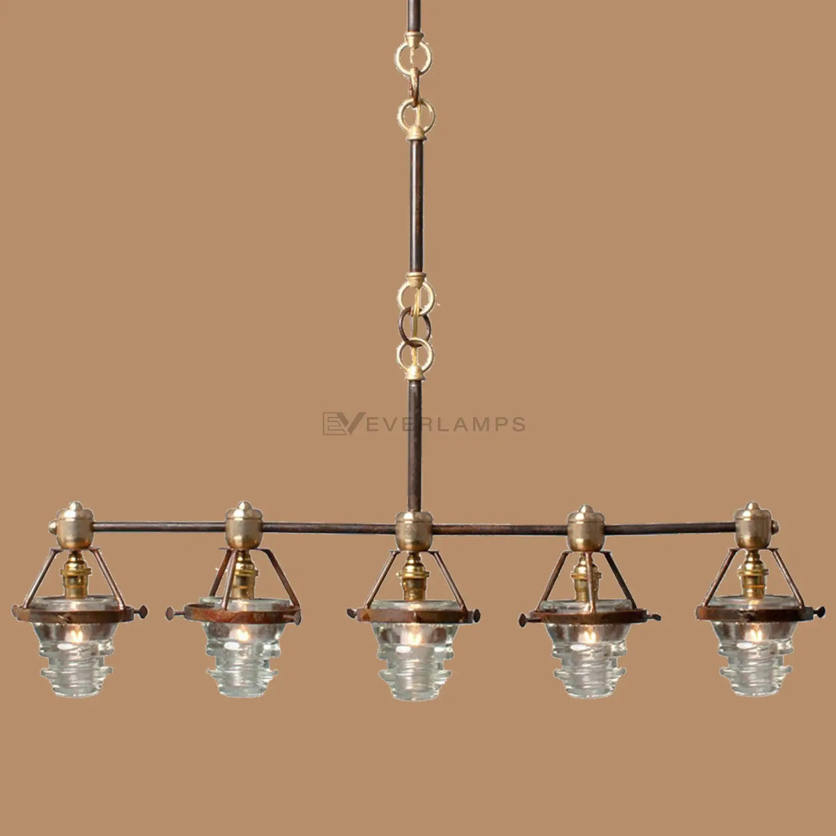 Hartwell 5-Light Ribbed Glass Linear Chandelier
