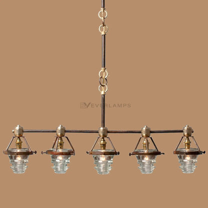 Hartwell 5-Light Ribbed Glass Linear Chandelier