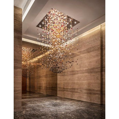 Elegant Rainfall Blue Gem Glass Chandelier: Dazzling Italian Concept Lighting Fixture