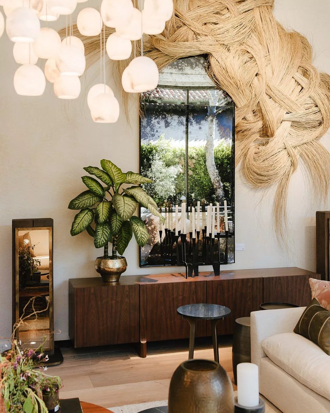 Ewen Natural Alabaster Round Chandelier 48"W