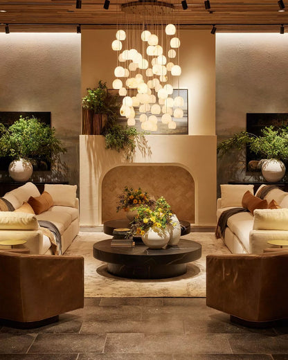 Ewen Natural Alabaster Round Chandelier 48"W