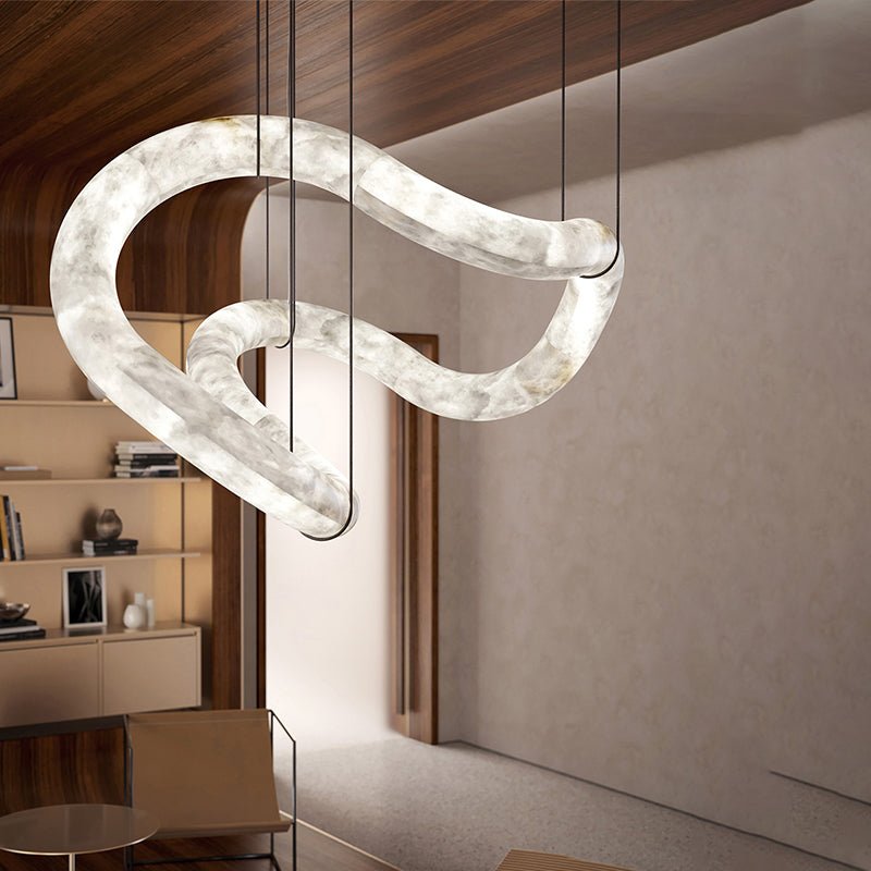 Infinity Alabaster Pendant Light for Entryway – Modern Symmetrical Entrance Lighting - everlamps
