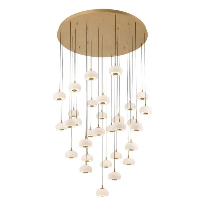 Lanterns Glass 31 Light Round LED Chandelier - Antique Brasseverlamps