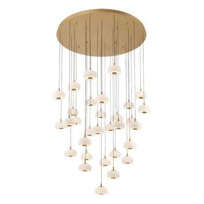 Lanterns Glass 31 Light Round LED Chandelier - Antique Brasseverlamps