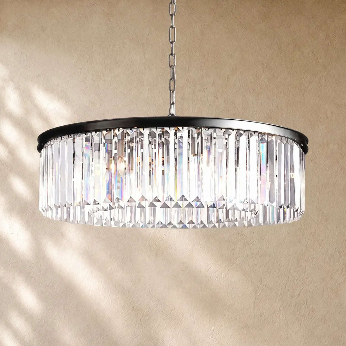Leylend Crystal Round Chandelier - Black