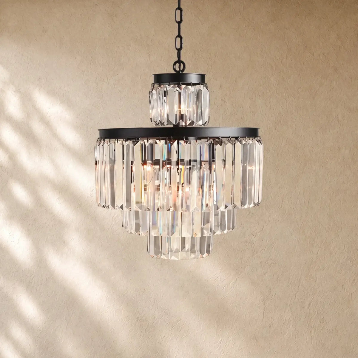 Leylend Tiered Round Chandelier Lighting - 11-Light 20.5’’ / Matte Black