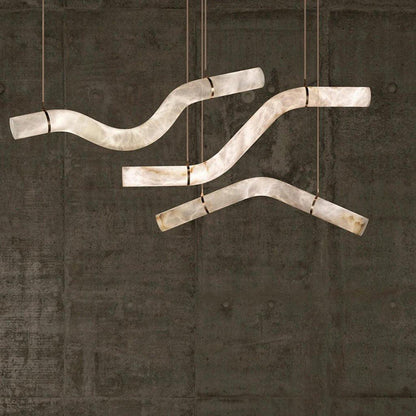 Liberty Curved Pendant Alabaster Chandelier, Pendant Light Over Dining Table - Style ABrasseverlamps