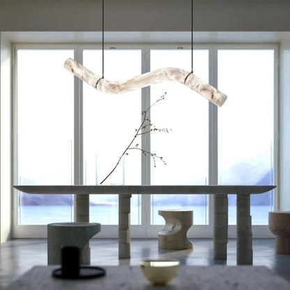 Liberty Curved Pendant Alabaster Chandelier, Pendant Light Over Dining Table - Style ABrasseverlamps