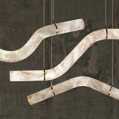 Liberty Curved Pendant Alabaster Chandelier, Pendant Light Over Dining Table - Style ABrasseverlamps