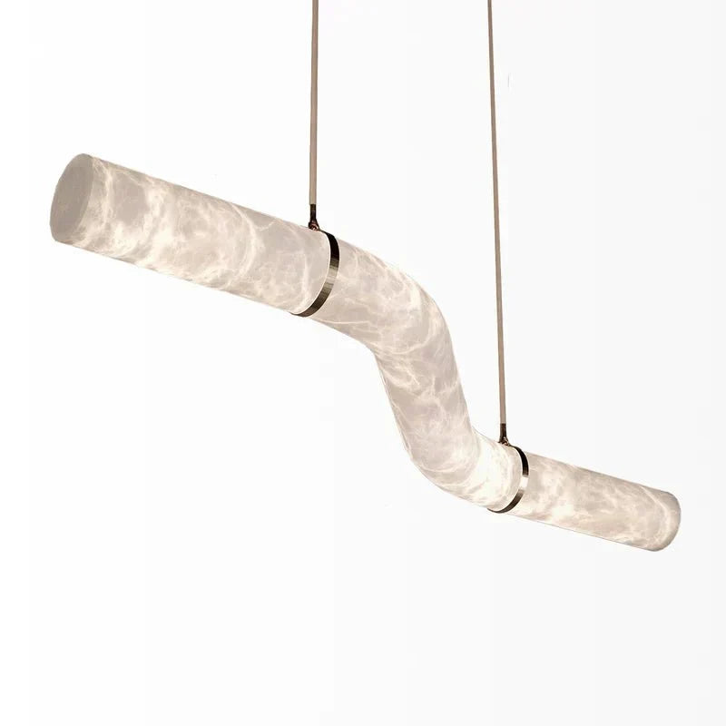 Liberty Curved Pendant Alabaster Chandelier, Pendant Light Over Dining Table - Style ABrasseverlamps