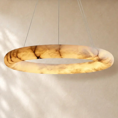 Livage Lisse Round Chandelier with Alabaster Shade - Gold / 41’’