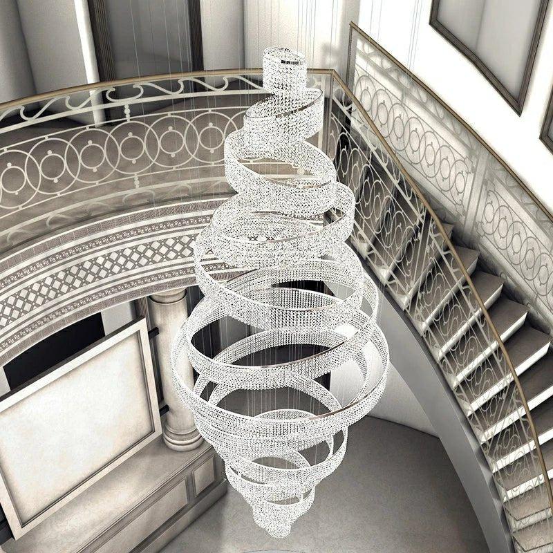 Long Crystal Tassel Rings Chandelier Extra Large Living Room Staircase High Ceiling Lighting Fixture - 11 Rings/ D47.2"*H118.1"Warm Lighteverlamps