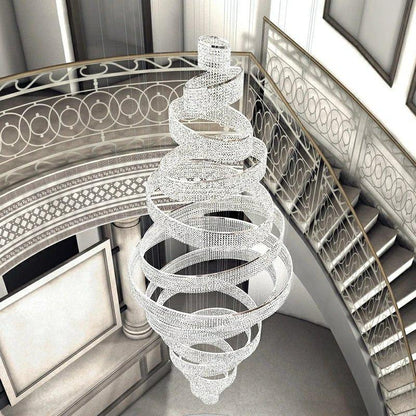 Long Crystal Tassel Rings Chandelier Extra Large Living Room Staircase High Ceiling Lighting Fixture - 11 Rings/ D47.2"*H118.1"Warm Lighteverlamps