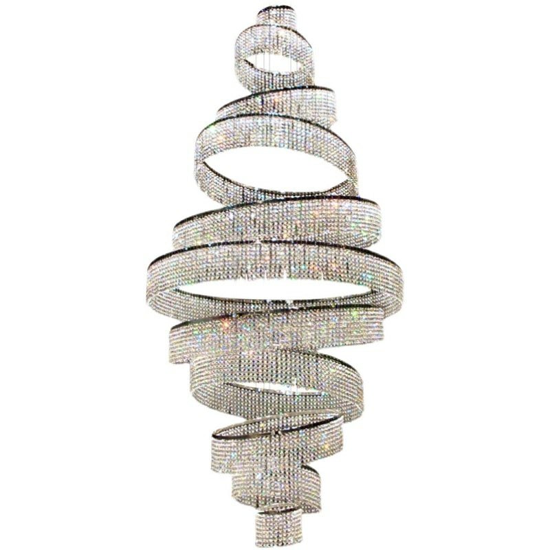 Long Crystal Tassel Rings Chandelier Extra Large Living Room Staircase High Ceiling Lighting Fixture - 11 Rings/ D47.2"*H118.1"Warm Lighteverlamps