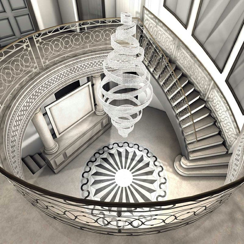 Long Crystal Tassel Rings Chandelier Extra Large Living Room Staircase High Ceiling Lighting Fixture - 11 Rings/ D47.2"*H118.1"Warm Lighteverlamps