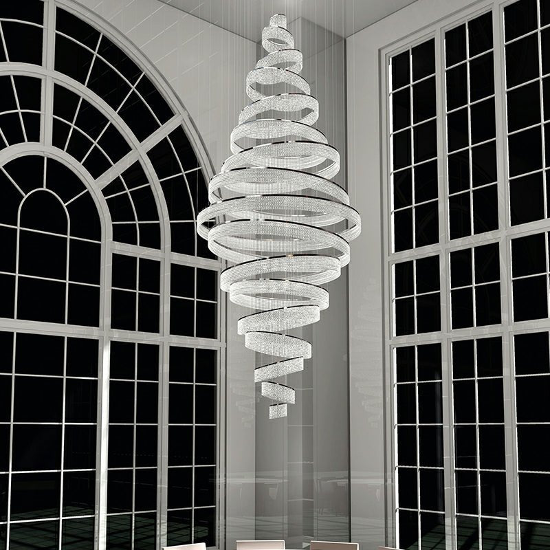 Long Crystal Tassel Rings Chandelier Extra Large Living Room Staircase High Ceiling Lighting Fixture - 11 Rings/ D47.2"*H118.1"Warm Lighteverlamps