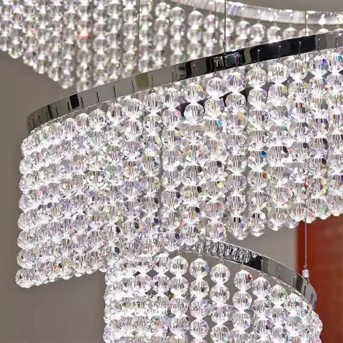 Long Crystal Tassel Rings Chandelier Extra Large Living Room Staircase High Ceiling Lighting Fixture - 11 Rings/ D47.2"*H118.1"Warm Lighteverlamps
