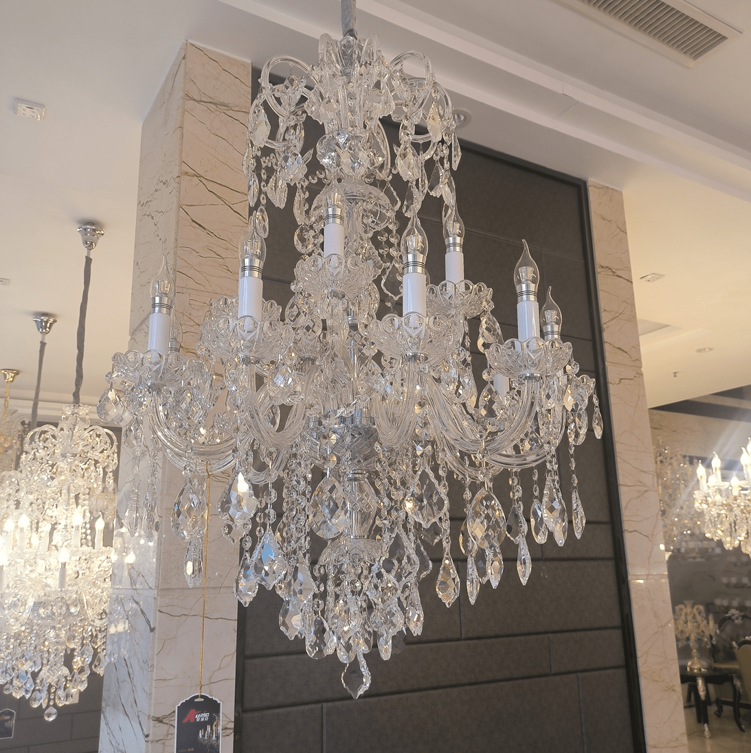 Luxury Classic Clear Crystal Chandelier for Foyer/Staircase/Entryway/Hallway - 15 Lights/D31.5"*H41.34"Warm Lighteverlamps