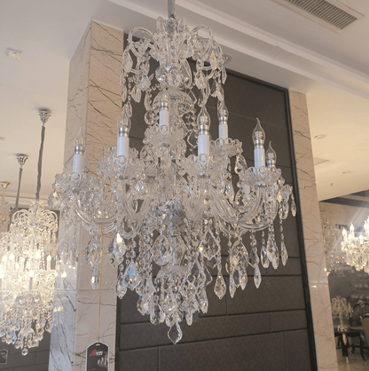 Luxury Classic Clear Crystal Chandelier for Foyer/Staircase/Entryway/Hallway - 15 Lights/D31.5"*H41.34"Warm Lighteverlamps