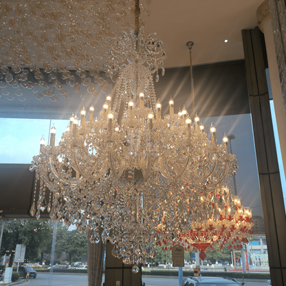 Luxury Classic Clear Crystal Chandelier for Foyer/Staircase/Entryway/Hallway - 45 Lights/D59.1"*H72.8"Warm Lighteverlamps
