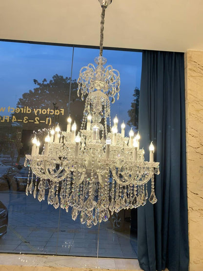 Luxury Classic Clear Crystal Chandelier for Foyer/Staircase/Entryway/Hallway - 45 Lights/D59.1"*H72.8"Warm Lighteverlamps