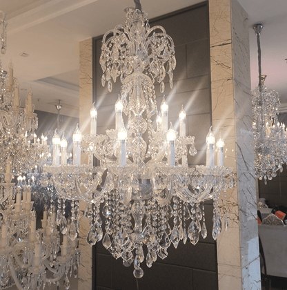Luxury Classic Clear Crystal Chandelier for Foyer/Staircase/Entryway/Hallway - 18 Lights/D35.4"*H49.2"Warm Lighteverlamps