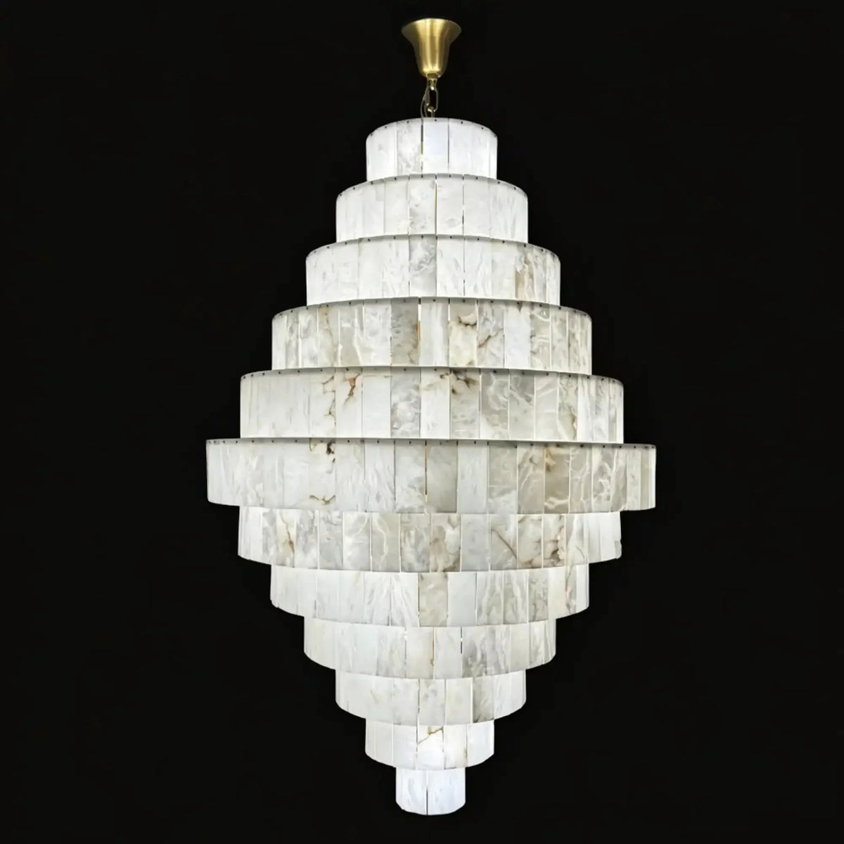 Luxury Sculpted Pyramid-Tier Alabaster Chandelier for High Ceiling - D48.03"*H44.09"(D122cm*H112cm)/85kgWarm Light 3000Keverlamps