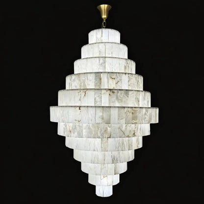Luxury Sculpted Pyramid-Tier Alabaster Chandelier for High Ceiling - D48.03"*H44.09"(D122cm*H112cm)/85kgWarm Light 3000Keverlamps