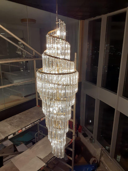 Luxury Spiral Crystal Chandelier for High - ceiling/Foyer/Staircase - D21.6"*H86.6"/60.4kgWarm Lighteverlamps