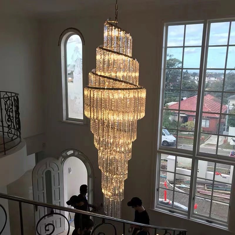 Luxury Spiral Crystal Chandelier for High - ceiling/Foyer/Staircase - D21.6"*H86.6"/60.4kgWarm Lighteverlamps