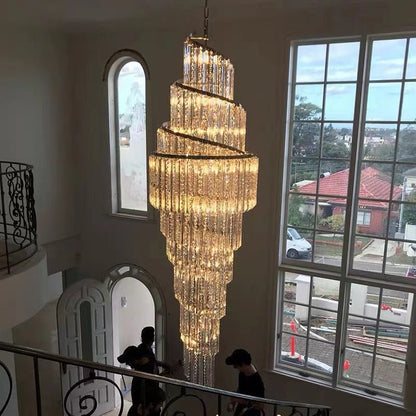 Luxury Spiral Crystal Chandelier for High - ceiling/Foyer/Staircase - D21.6"*H86.6"/60.4kgWarm Lighteverlamps
