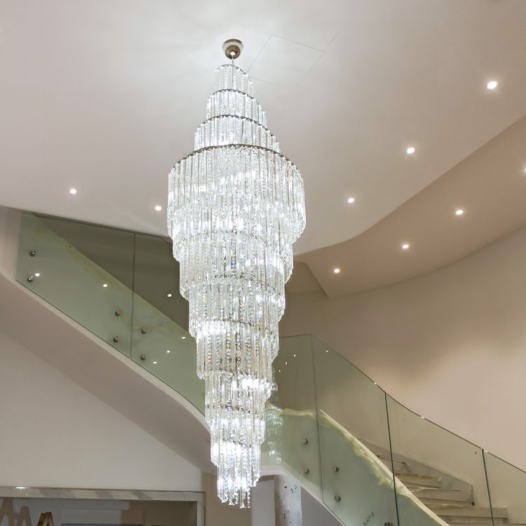 Luxury Spiral Crystal Chandelier for High - ceiling/Foyer/Staircase - D31.5"*H126"/110kgWhite Lighteverlamps