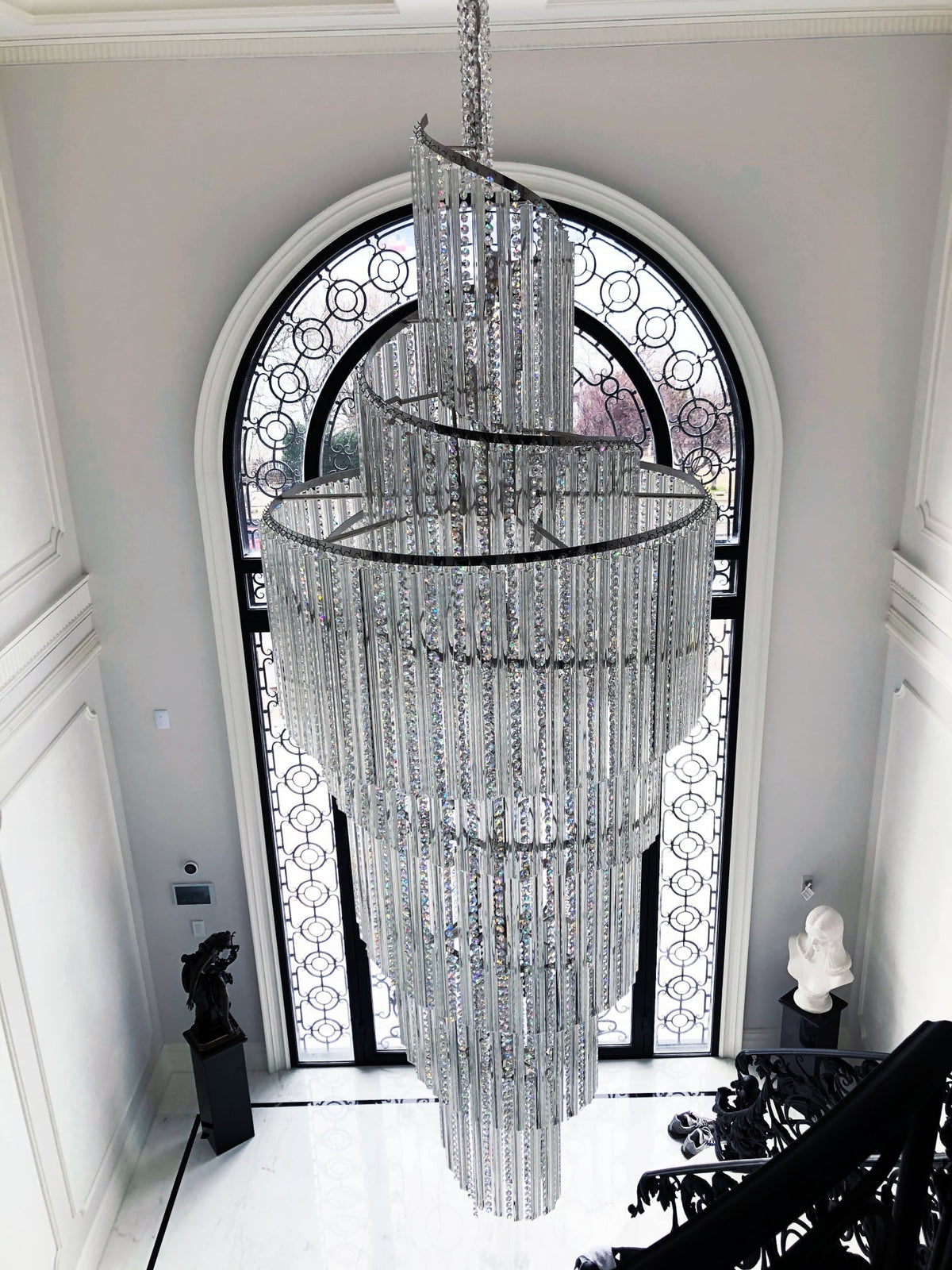 Luxury Spiral Crystal Chandelier for High - ceiling/Foyer/Staircase - D21.6"*H86.6"/60.4kgWhite Lighteverlamps
