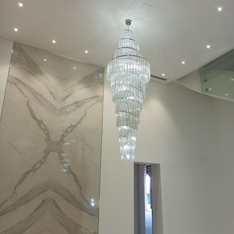 Luxury Spiral Crystal Chandelier for High - ceiling/Foyer/Staircase - D31.5"*H126"/110kgWhite Lighteverlamps