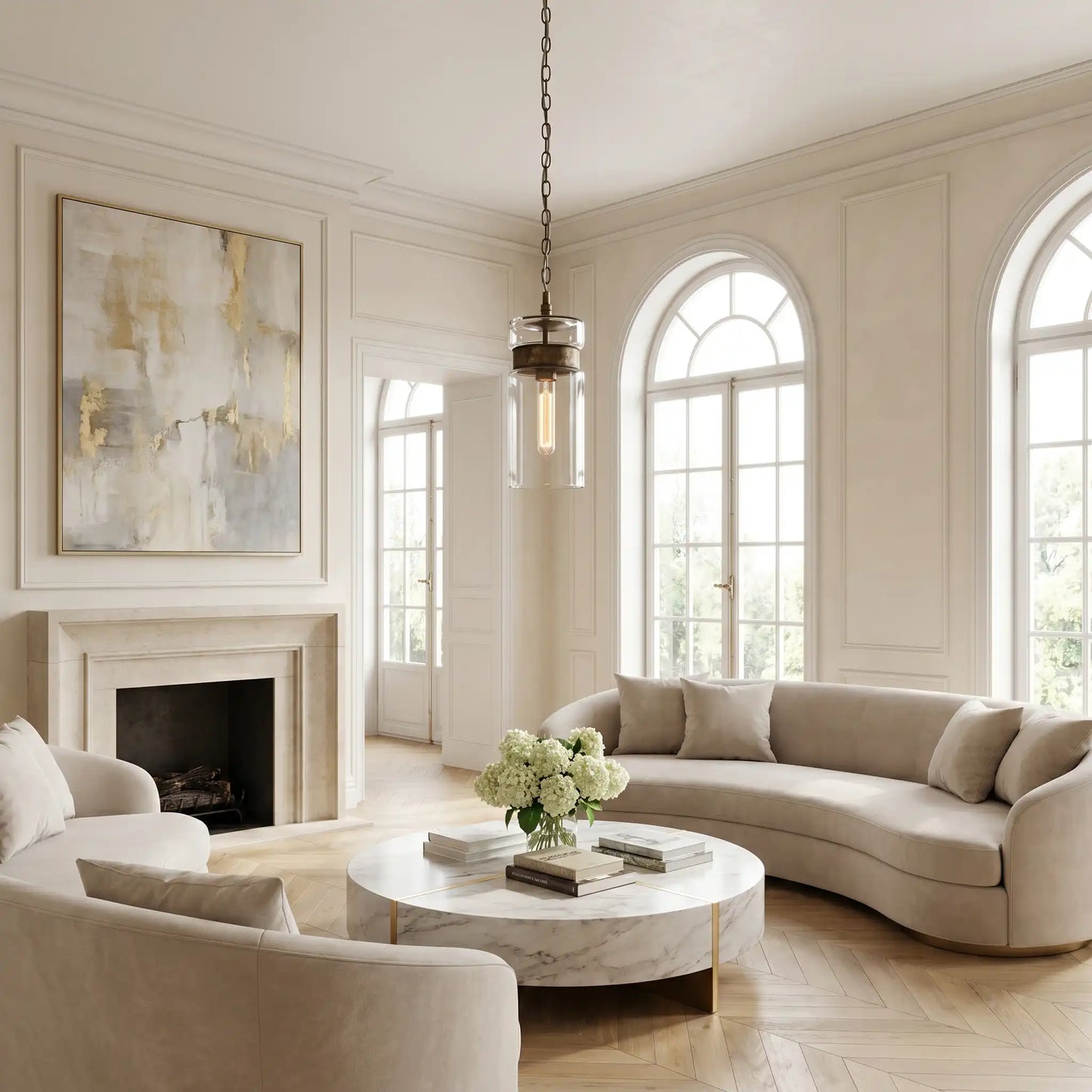 Modern Clear Glass Cylinder Pendant Light