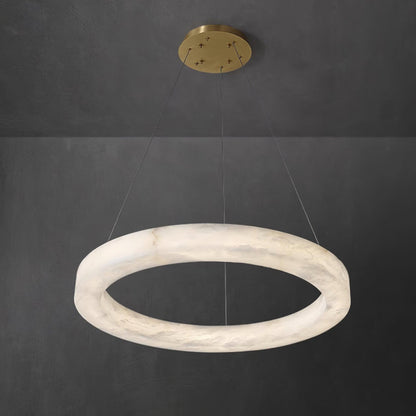 Marika Alabaster Chandelier - ∅ 31.5″ x H 3.1″ / Dia 80cm x H 8cmBrass & White AlabasterWarm Whiteeverlamps